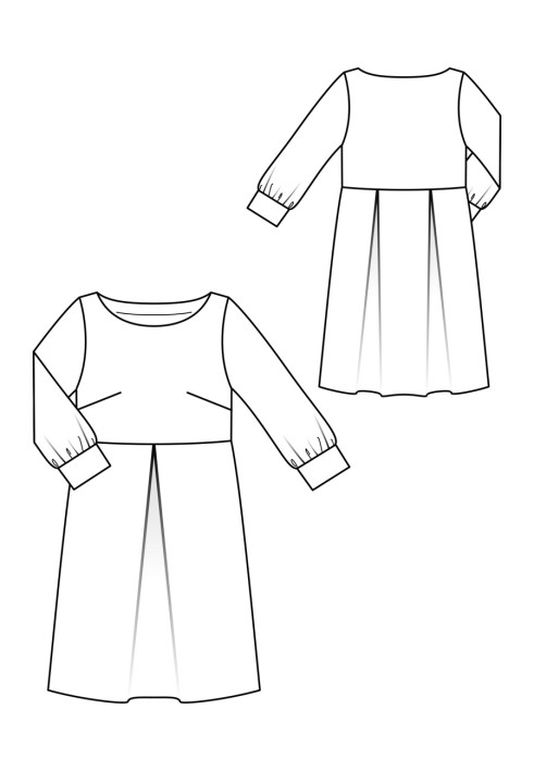 Pattern Dress with opposite pleats on the skirt (Burda 10/2020, pattern number 105 B)