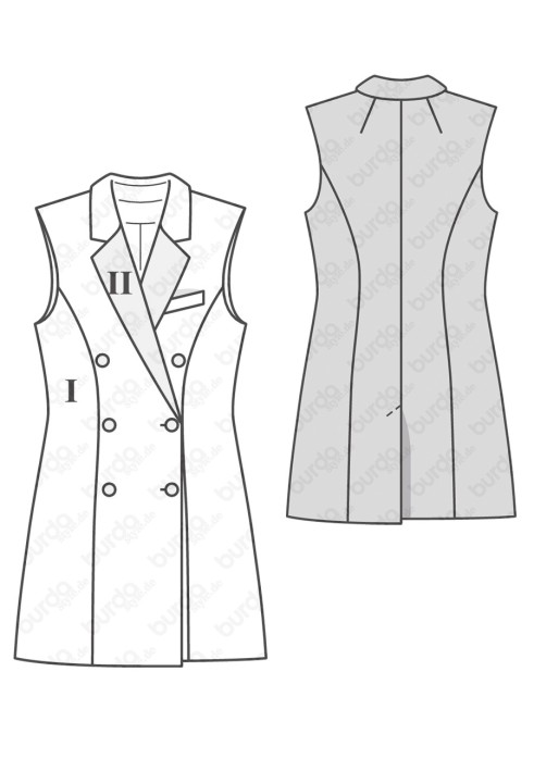 Pattern Double-breasted waistcoat of a fitted silhouette (Burda 2/2018, pattern number 6380 B)