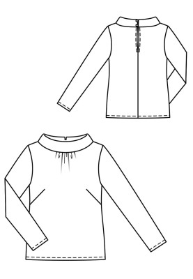 Pattern Blouse of a straight silhouette with a wide stand-up collar (Burda 1/2020, pattern number 109)