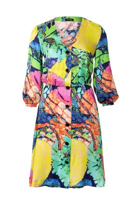 Pattern V-neck shirt dress (Burda 5/2019, pattern number 107 A)