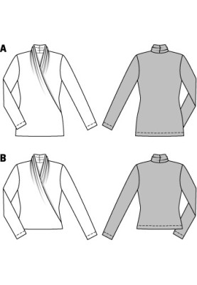 Выкройка Пуловер приталенного кроя с запахом (Burda 2/2014, № выкройки 6838 A)