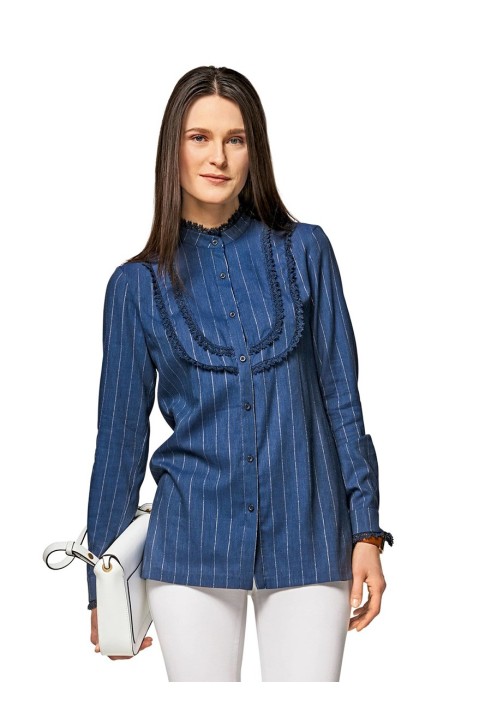 Pattern Blouse shirt with plastron and stand-up collar (Burda 2/2017, pattern number 6460 B)