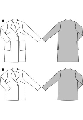 Выкройка Пальто двухбортное просторного кроя (Burda 2/2015, № выкройки 6736 A)