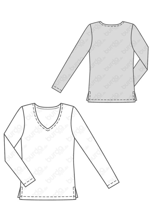 Pattern Simple cut pullover with side slits (Burda 2/2016, pattern number 6611 C)