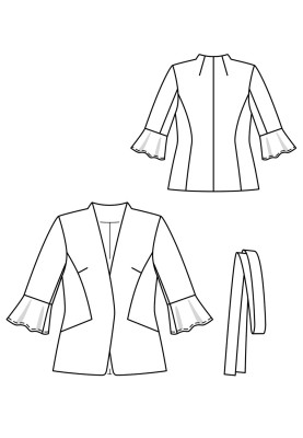 Pattern Jacket of a fitted silhouette with ruffles on the sleeves (Burda 8/2020, pattern number 118)