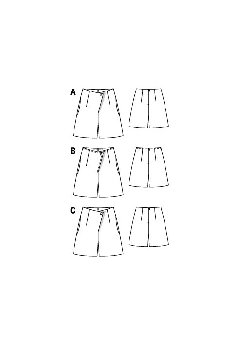 Pattern Shorts without belt with asymmetric fastening (Burda 5/2012, pattern number 121 C)