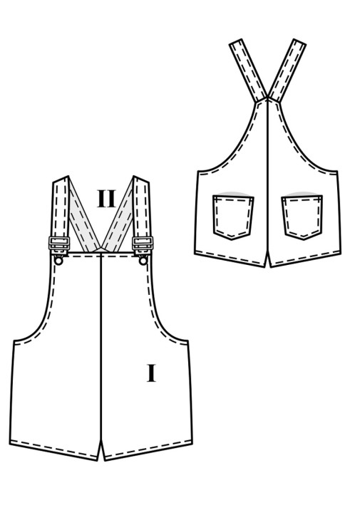 Выкройка джинсовый полукомбинезон короткий (Burda 4/2019, № выкройки 131)
