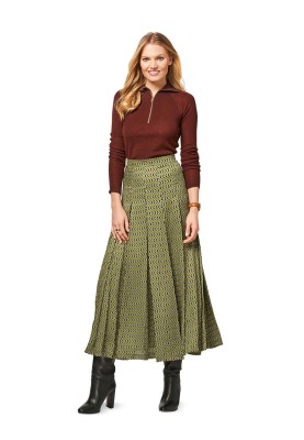 Pattern Pleated skirt made of two types of fabrics (Burda 2/2017, pattern number 6466 B)