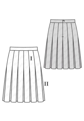 Pattern Pleated skirt made of two types of fabrics (Burda 2/2017, pattern number 6466 B)