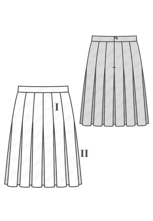 Pattern Pleated skirt made of two types of fabrics (Burda 2/2017, pattern number 6466 B)