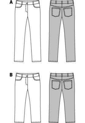 Pattern Denim pants in denim style (Burda 1/2014, pattern number 6951 A)