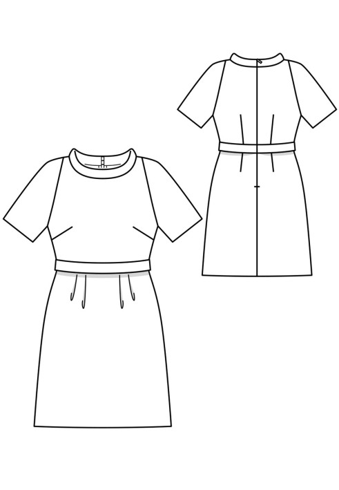 Pattern Dress with raglan sleeves and stand-up collar (Burda 9/2018, pattern number 107 B)