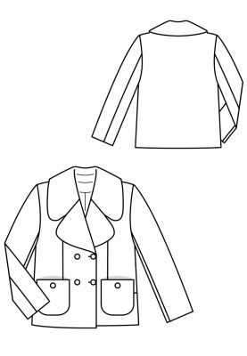 Pattern Straight double-breasted jacket with 7/8 sleeves (Burda 2/2019, pattern number 114)