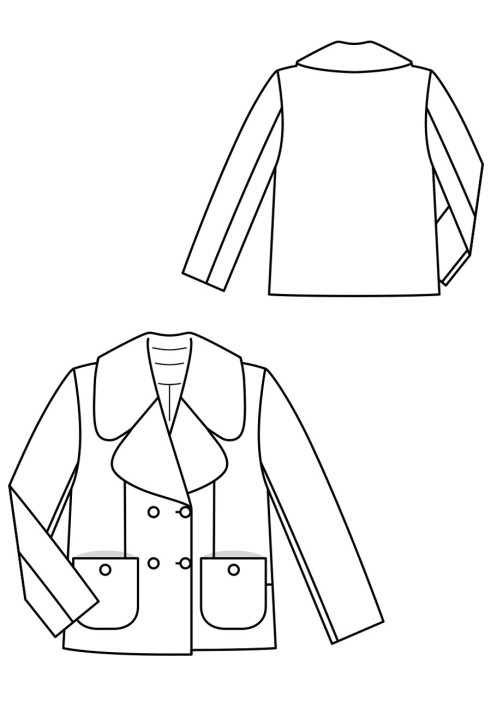 Pattern Straight double-breasted jacket with 7/8 sleeves (Burda 2/2019, pattern number 114)