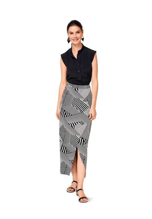 Pattern Midi-length pencil skirt with scent effect (Burda 1/2017, pattern no. 6506 B)