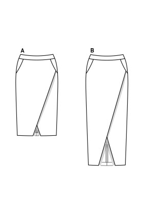 Выкройка Юбка-карандаш длины меди с эффектом запаха (Burda 1/2017, № выкройки 6506 B)