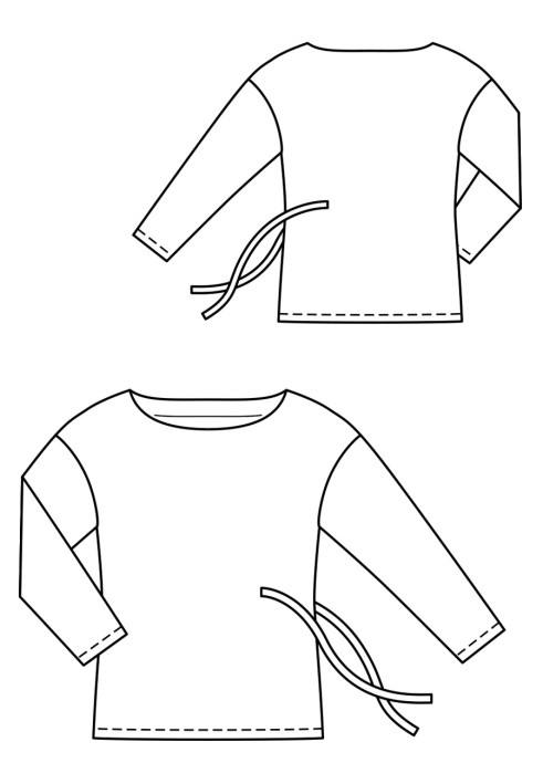 Pattern Pullover of a straight silhouette with ties (Burda 9/2019, pattern number 115 A)