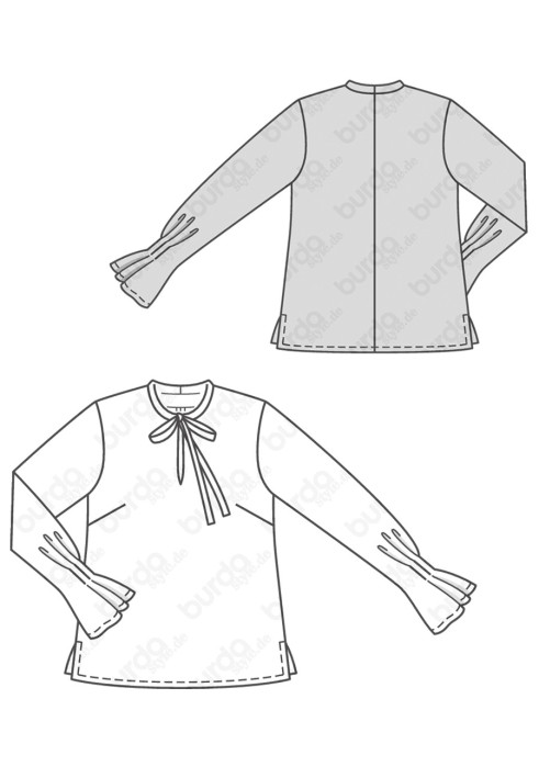 Pattern A-line blouse with pleats on the sleeves (Burda 2/2019, pattern number 6292 B)