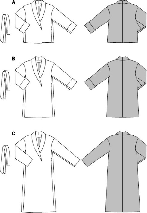 Выкройка Пальто макси с шалевым воротником (Burda 2/2015, № выкройки 6704 C)