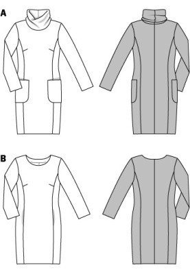 Выкройка Платье с карманами в рельефных швах (Burda 2/2015, № выкройки 6691 B)