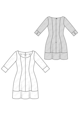 Pattern Dress with relief seams and bell-shaped skirt (Burda 2/2016, pattern number 6577 A)