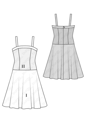 Pattern Bustier dress with satin skirt (Burda 1/2017, pattern number 6535 B)