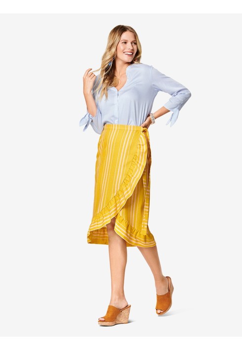 Pattern Skirt of a straight cut with a smell and a frill (Burda 1/2020, pattern number 6200 B)