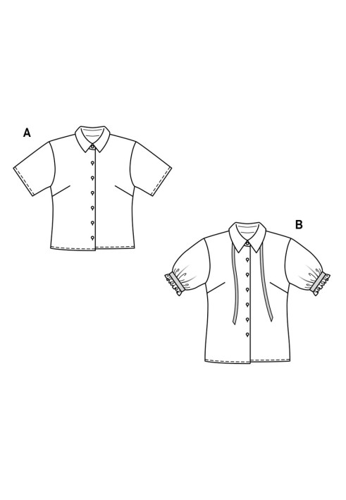 Выкройка Блузка-рубашка приталенного силуэта с короткими рукавами (Burda 1/2018, № выкройки 6426 B)