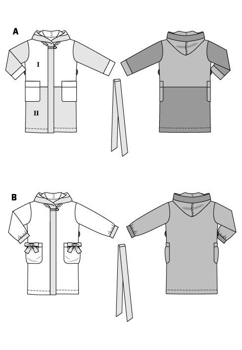 Pattern Terry bathrobe with a hood (Burda 2/2015, pattern number 9397 A)