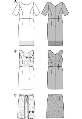 Викрійка Сукня-футляр з короткими рукавами (Burda 2/2014, № викрійки 6831 A)