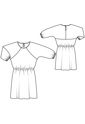 Pattern Mini dress with drawstring at the waist (Burda 8/2018, pattern number 101)