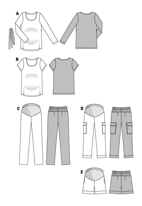 Выкройка Брюки карго с эластичной вставкой для живота (Burda 2/2016, № выкройки 6607 D)