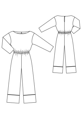 Pattern Overalls of a simple cut with a drawstring at the waist (Burda 9/2020, pattern number 111 B)