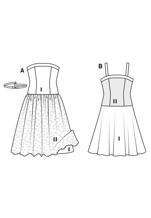 Выкройка Платье-бюстье с кружевной юбкой (Burda 1/2017, № выкройки 6535 A)