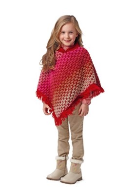 Pattern Poncho knitted with fringe decoration (Burda 2/2015, pattern number 9405 B)