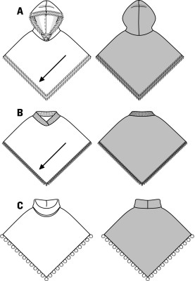 Выкройка Пончо трикотажное с отделкой бахромой (Burda 2/2015, № выкройки 9405 B)