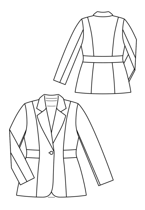 Pattern Jacket of a fitted silhouette with a sewn-in belt (Burda. Fashion Plus 2/2019, pattern number 413)