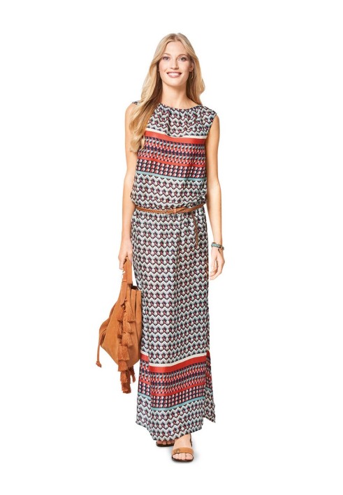 Pattern Long dress of simple cut (Burda 1/2018, pattern number 6413 A)