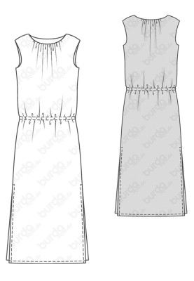 Pattern Long dress of simple cut (Burda 1/2018, pattern number 6413 A)