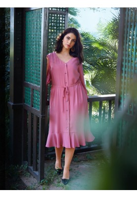 Pattern V-neck dress with ruffles (Burda 3/2019, pattern number 124 B)