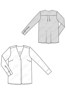 Pattern Straight-cut blouse with a pleat at the neck (Burda 2/2019, pattern no. 6278 B)