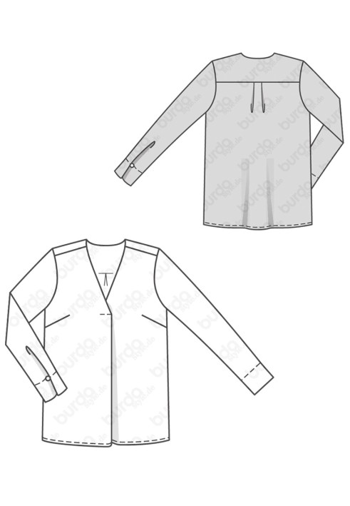 Pattern Straight-cut blouse with a pleat at the neck (Burda 2/2019, pattern no. 6278 B)