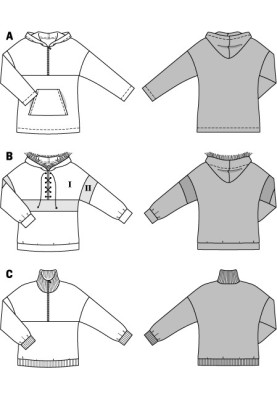 Выкройка Анорак с приспущенной линией плеча и капюшоном (Burda 2/2015, № выкройки 6726 B)