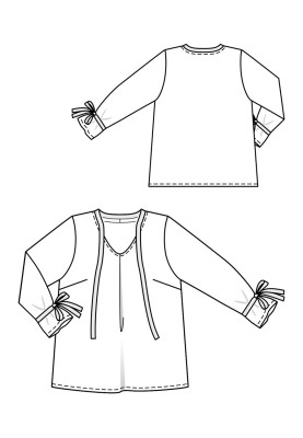 Выкройка Блуза расклешенного силуэта с контрастными деталями (Burda 9/2020, № выкройки 125 B)