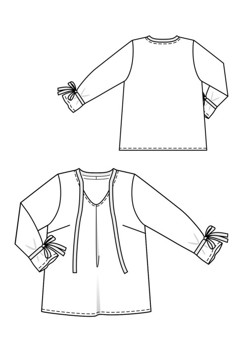 Выкройка Блуза расклешенного силуэта с контрастными деталями (Burda 9/2020, № выкройки 125 B)