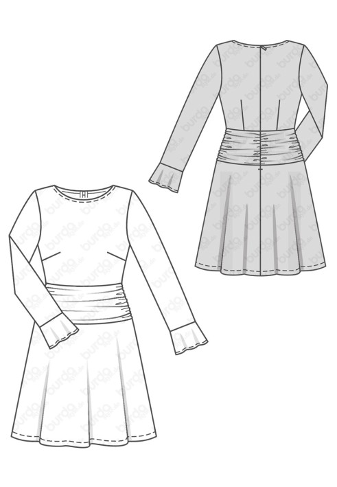 Pattern Dress cut-off with a draped yoke (Burda 2/2019, pattern number 6277 B)