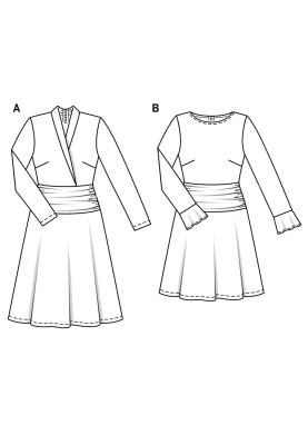 Pattern Dress cut-off with a draped yoke (Burda 2/2019, pattern number 6277 B)