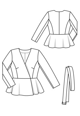 Pattern Double-breasted jacket with basque and belt (Burda 2/2020, pattern number 101 A)