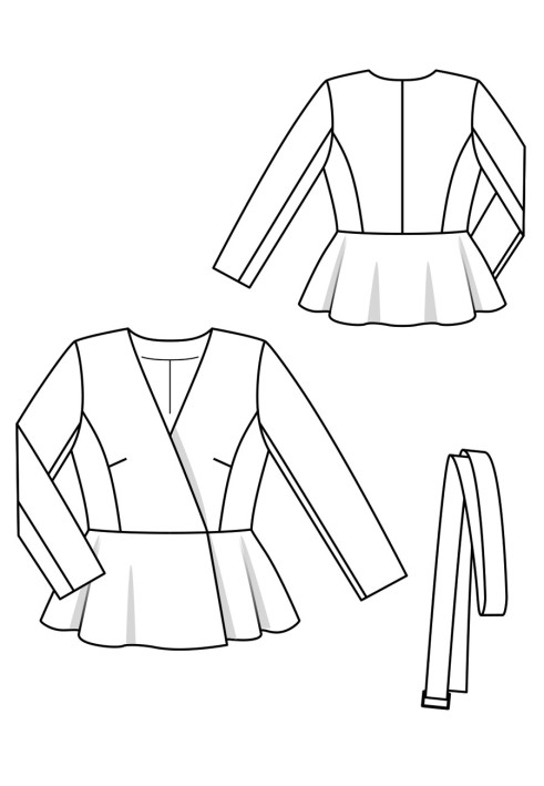 Pattern Double-breasted jacket with basque and belt (Burda 2/2020, pattern number 101 A)