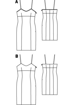 Выкройка Нижнее платье-чехол на бретелях (Burda 4/2011, № выкройки 109 B)